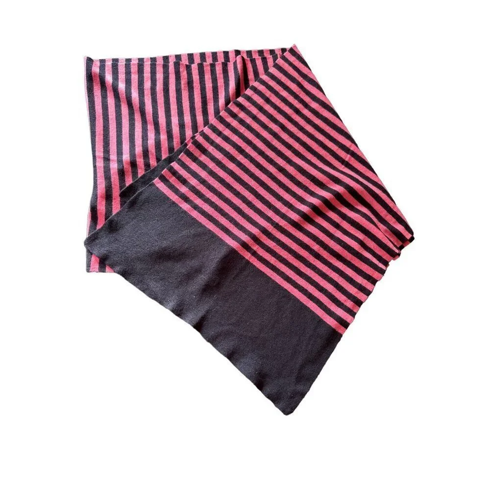 J Crew‎ Navy Blue  Pink Striped Extra Wide Scarf Muffler Knit One Size